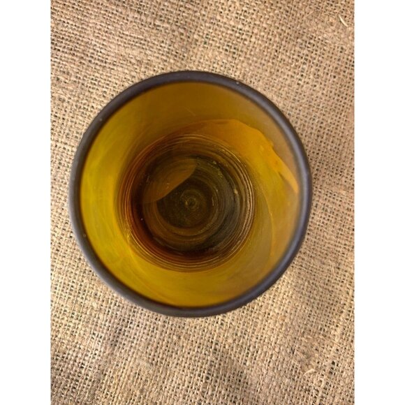 Hand Blown 4" Art Glass Cup or Candle Holder Beautiful Swirl Design - Picture 8 of 8